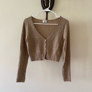 Aritzia Wilfred Santorini Cropped Cardigan Women's Tan Sweater